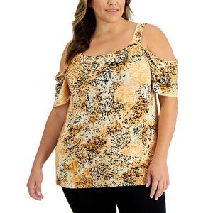 JM Collection Plus Size Cheetah On The Move Top